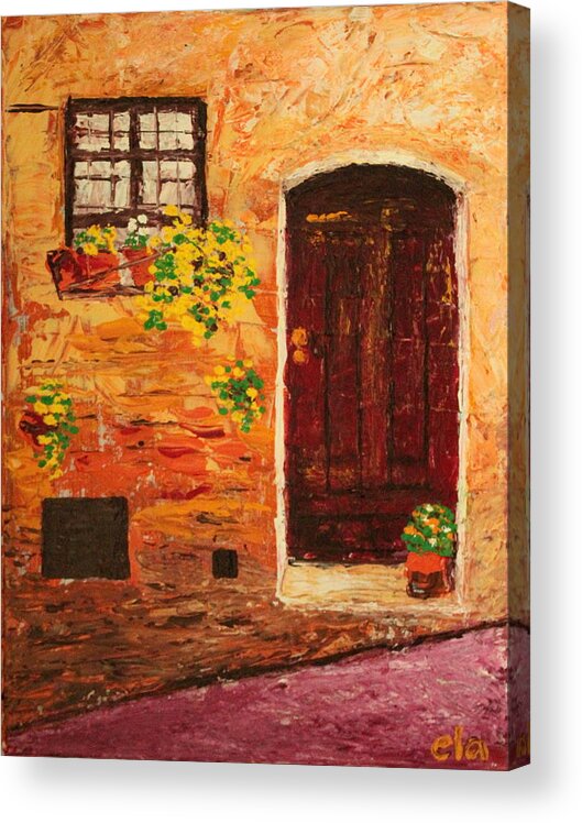 Acrylic Acrylic Print featuring the painting Italian Door by Ela Jane Jamosmos