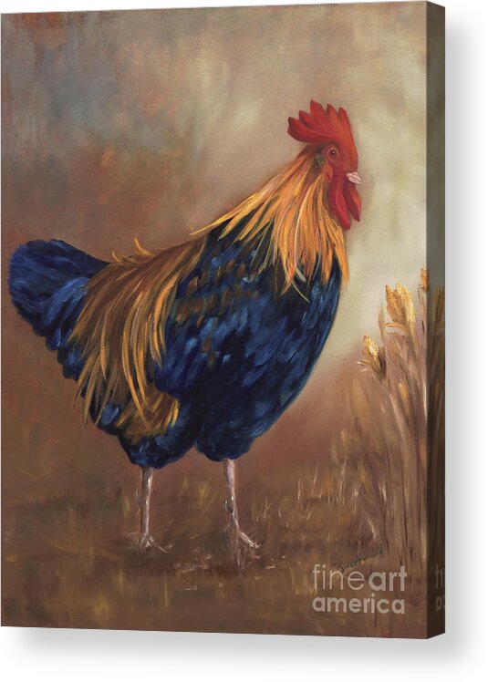 Rooster Acrylic Print featuring the painting Jamestown Rooster by Carol Sweetwood