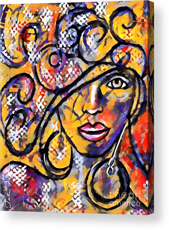Julie-hoyle Acrylic Print featuring the painting Jazzy by Julie Hoyle
