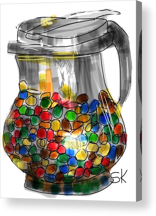 Candy Acrylic Print featuring the digital art Jellybean Dispenser by Sherry Killam