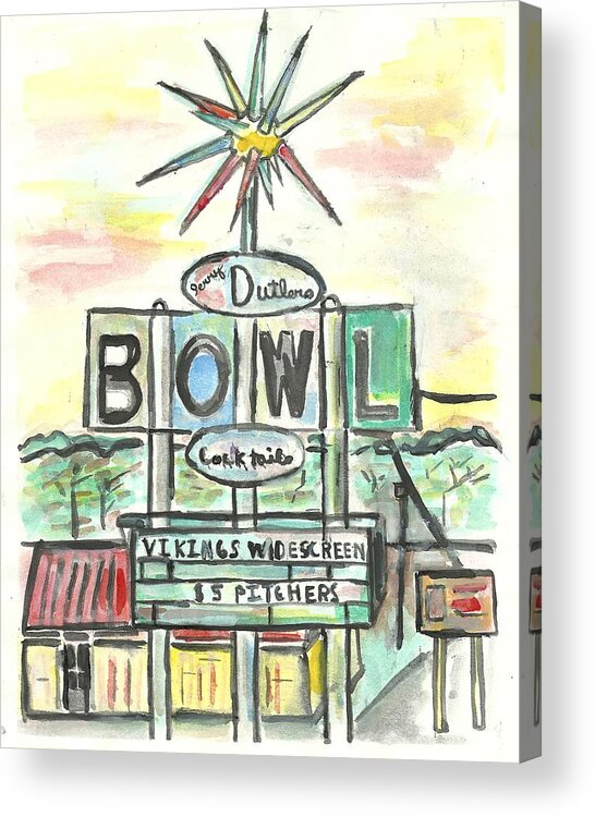 Bowling Acrylic Print featuring the painting Jerry Dutler's Bowl by Matt Gaudian