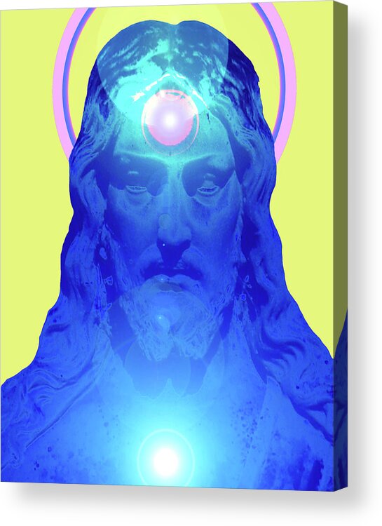 Catholic Spirituality Acrylic Print featuring the mixed media Jesus-Portrait No. 04 by Ramon Labusch