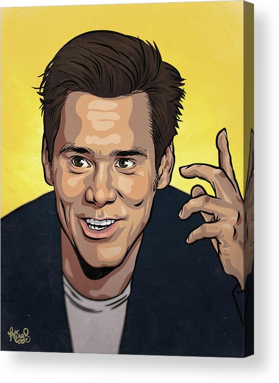 Jim Carrey Acrylic Print featuring the drawing Jim Carrey by Miggs The Artist