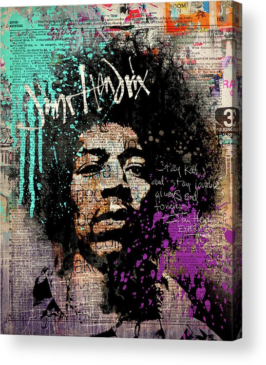 Jimi Acrylic Print featuring the digital art Jimi #3 by Artpopop