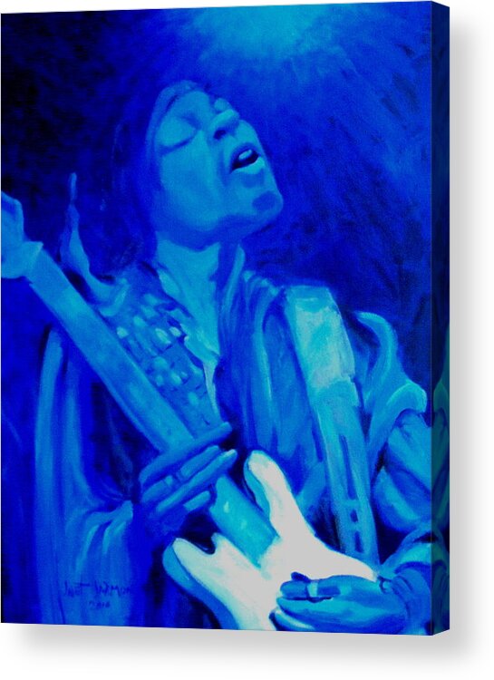Jimi Acrylic Print featuring the painting Jimi Hendrix by Jeanette Jarmon