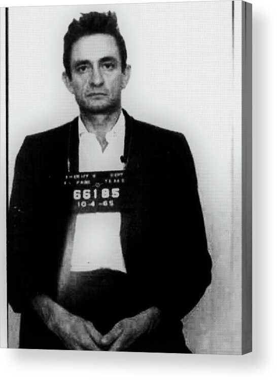 Johnny Cash Acrylic Print featuring the photograph Johnny Cash Mug Shot Vertical Wide 16 By 20 by Tony Rubino