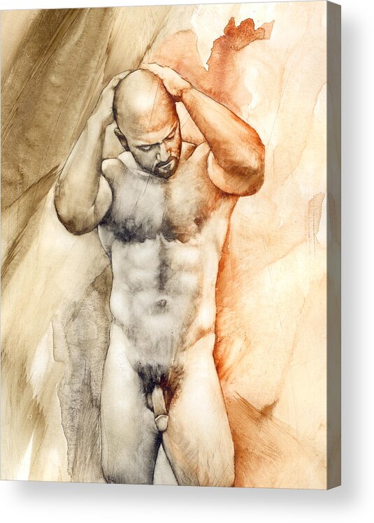 Male Acrylic Print featuring the painting Jorge by Chris Lopez