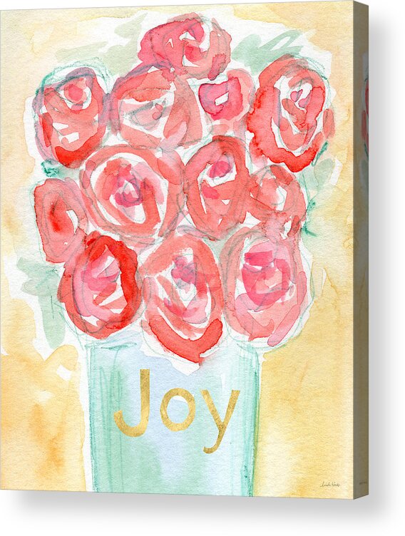 Roses Acrylic Print featuring the painting Joyful Roses- Art by Linda Woods by Linda Woods