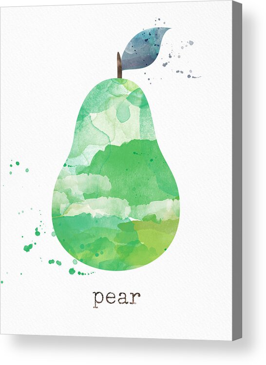 Pear Acrylic Print featuring the painting Juicy Pear by Linda Woods