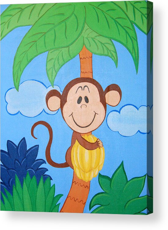 Monkey Acrylic Print featuring the painting Jungle Monkey by Valerie Carpenter
