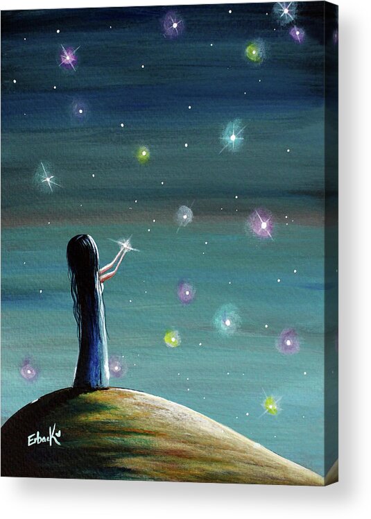 Fantasy Painting Acrylic Print featuring the painting Keeping Her Dreams Alive Fantasy Painting by Moonlight Art Parlour