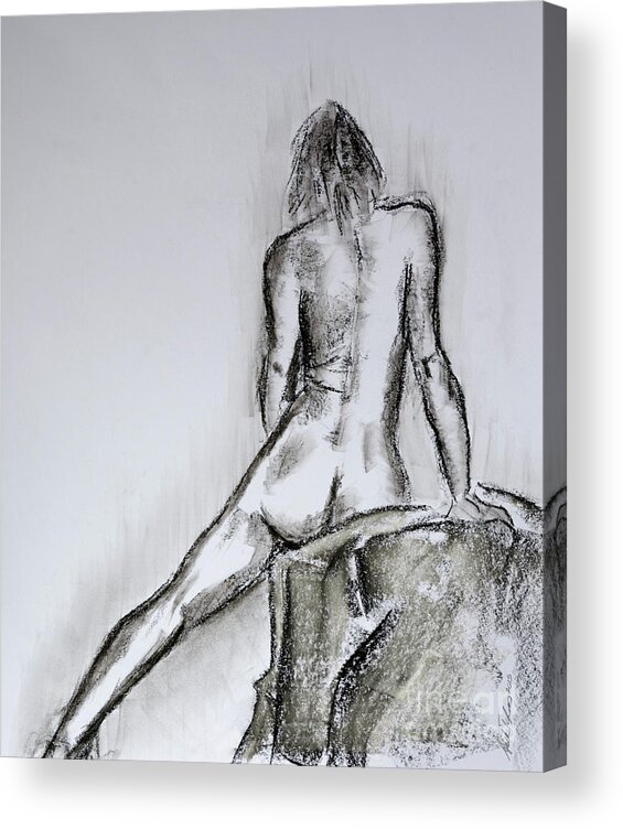 Nude Acrylic Print featuring the drawing Kelly by Anita Thomas