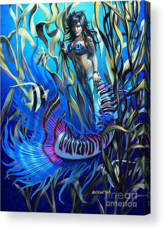 Fantasy Acrylic Print featuring the digital art Kelp Mermaid by Stanley Morrison