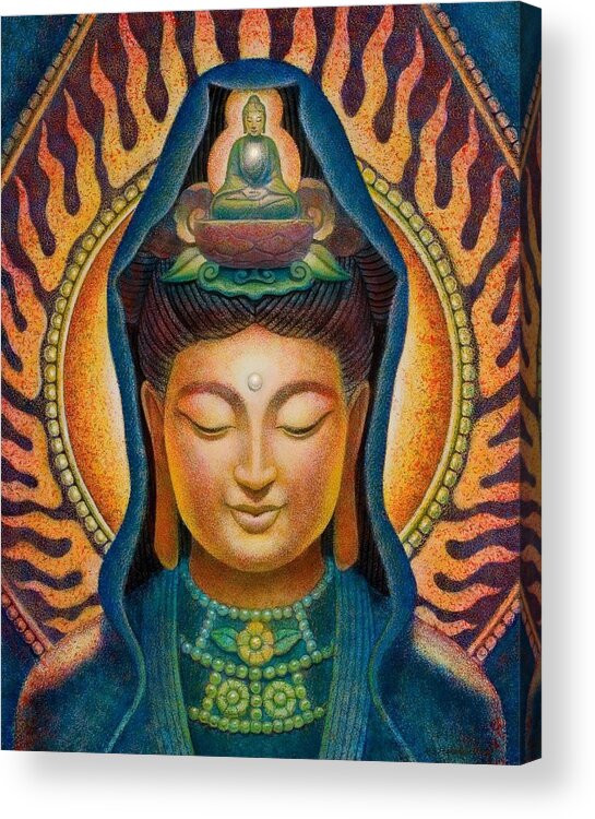 Zen Acrylic Print featuring the painting Kuan Yin Flame by Sue Halstenberg