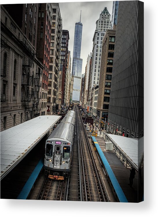 Chicago Acrylic Print featuring the photograph L Train Station in Chicago by James Udall