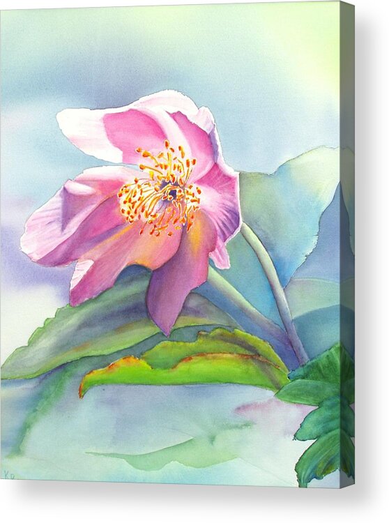 Flower Acrylic Print featuring the painting La Fleur Rose by Karen Fleschler
