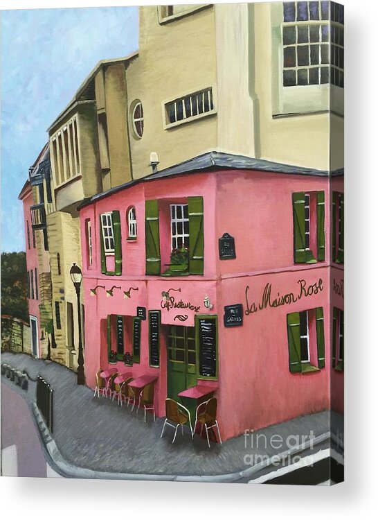 France Acrylic Print featuring the painting La Maison Rose by Jennefer Chaudhry