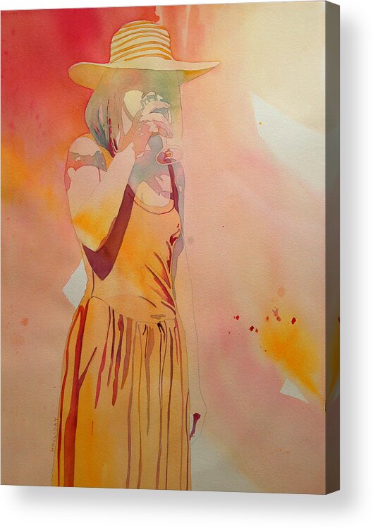 Woman Acrylic Print featuring the painting Lady in Yellow by Terry Holliday