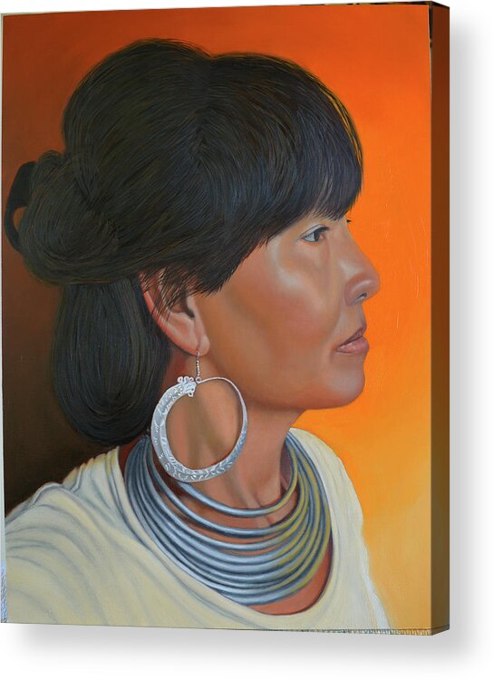 Hmong Woman Acrylic Print featuring the painting Lady of Sapa by Thu Nguyen