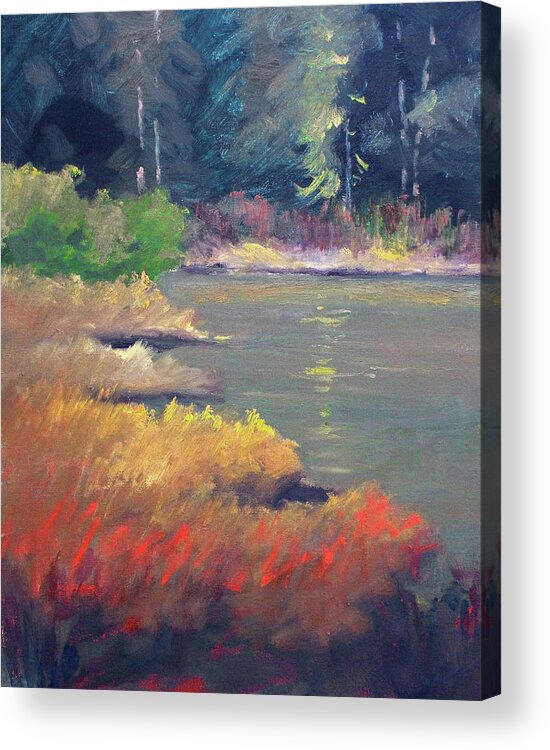 Lagoon Landscape Painting Acrylic Print featuring the painting Lagoon by Nancy Merkle