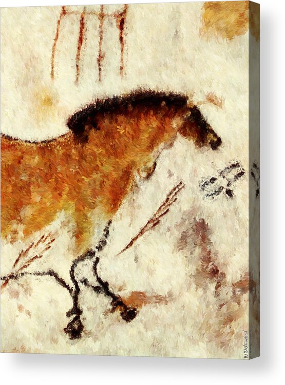 Lascaux Prehistoric Horse Acrylic Print featuring the digital art Lascaux Prehistoric Horse Detail by Weston Westmoreland