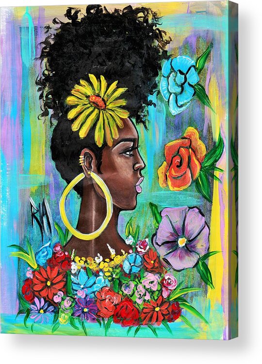 Flowers Acrylic Print featuring the painting Late Bloomer by Artist RiA