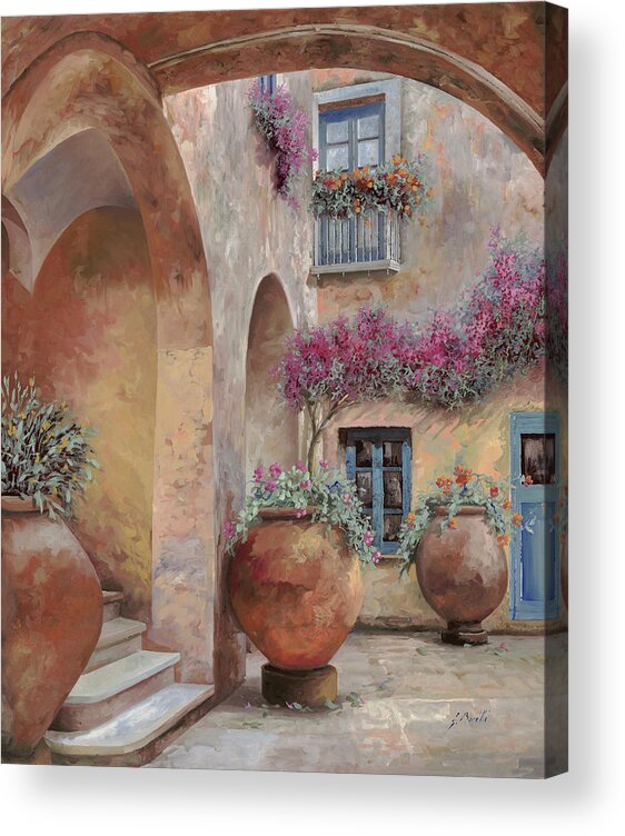 Arcade Acrylic Print featuring the painting Le Arcate In Cortile by Guido Borelli