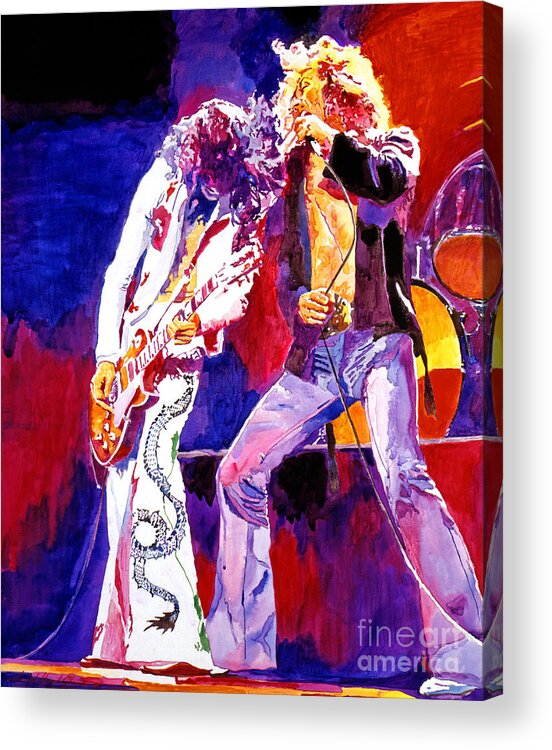 Led Zeppelin Acrylic Print featuring the painting Led Zeppelin - Page and Plant by David Lloyd Glover