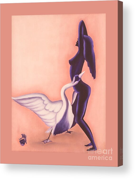 Leda Acrylic Print featuring the painting Leda and Swan 2 by Johannes Murat