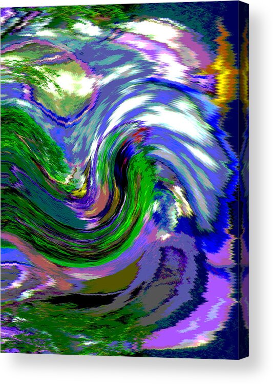 Abstract Acrylic Print featuring the digital art Lightning on Ocean by Lenore Senior