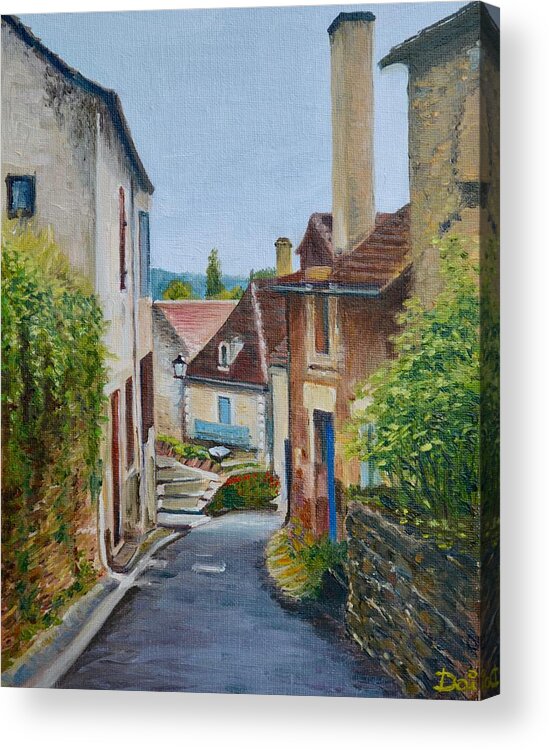 Dordogne River Acrylic Print featuring the painting Limeuil Wheelbarrow France by Dai Wynn