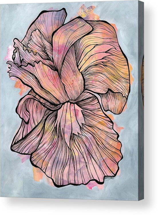 Flower Acrylic Print featuring the painting Lines and Layers by Darcy Lee Saxton