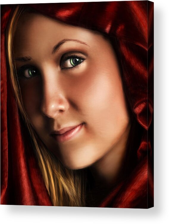 Digital Painting Acrylic Print featuring the digital art Little Red Riding Hood by Laurie Hasan