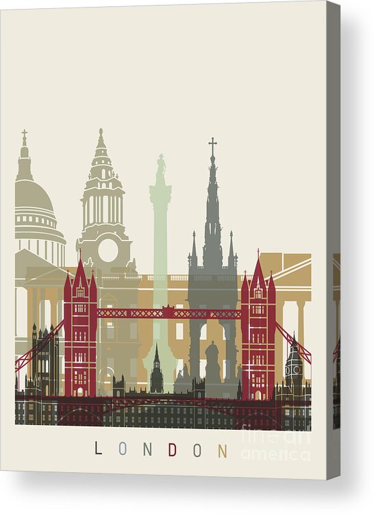 Europe Acrylic Print featuring the painting London skyline poster by Pablo Romero