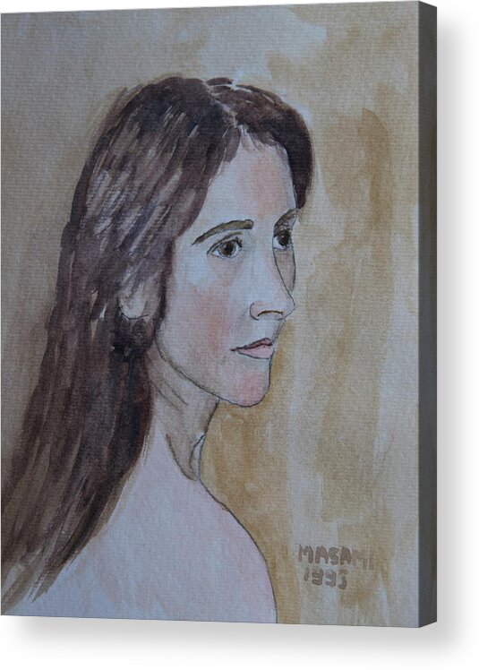  Portrait Acrylic Print featuring the painting Long Hair by Masami Iida