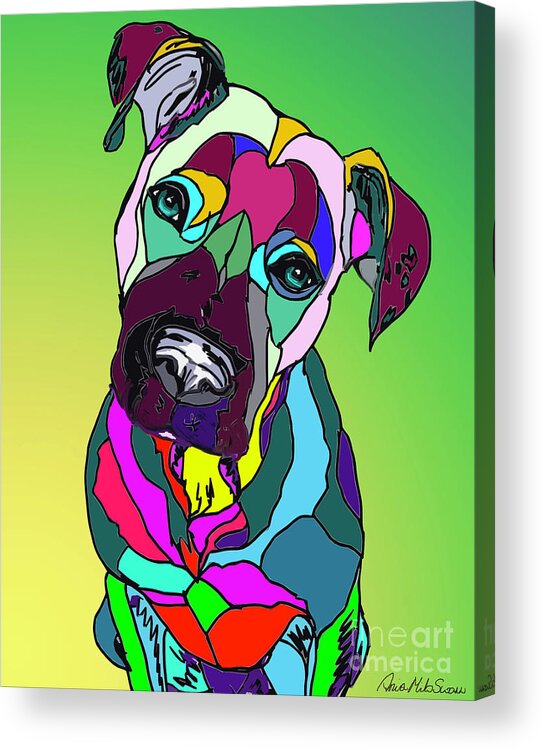 Pit Bull Acrylic Print featuring the digital art Look of Love by Ania M Milo