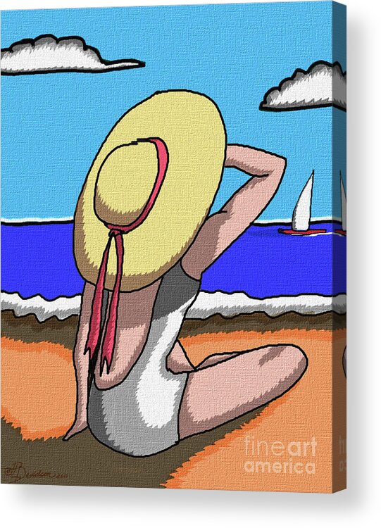 Bathing Suit Acrylic Print featuring the digital art Looking Out to Sea by Pat Davidson