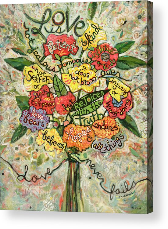 Jen Norton Acrylic Print featuring the painting Love is Patient by Jen Norton