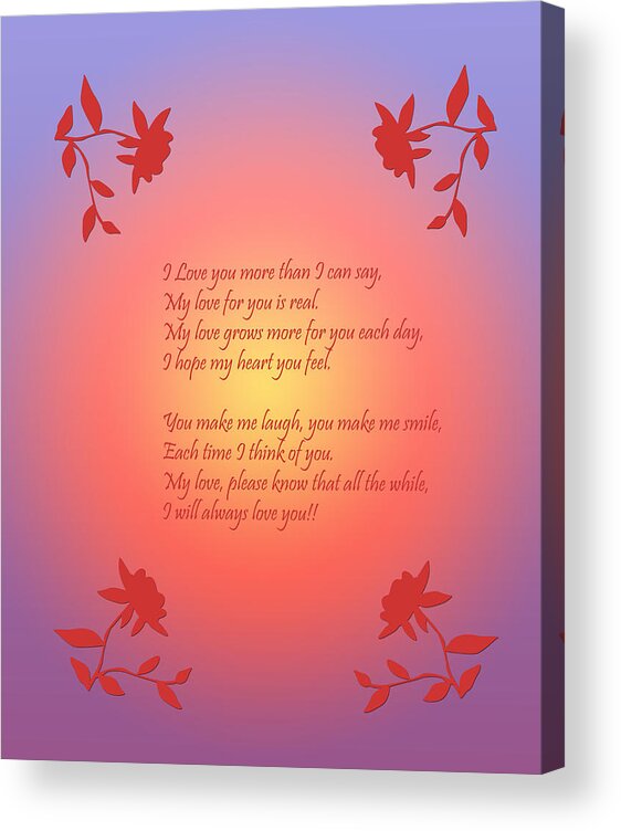 Poetry Acrylic Print featuring the digital art Love Poetry by Karen Nicholson