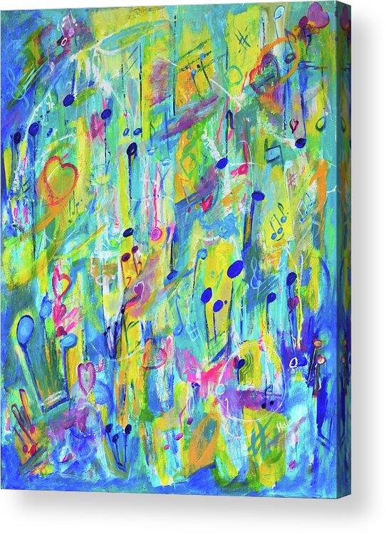 Musical Acrylic Print featuring the mixed media Love Song Composition Music by Haleh Mahbod