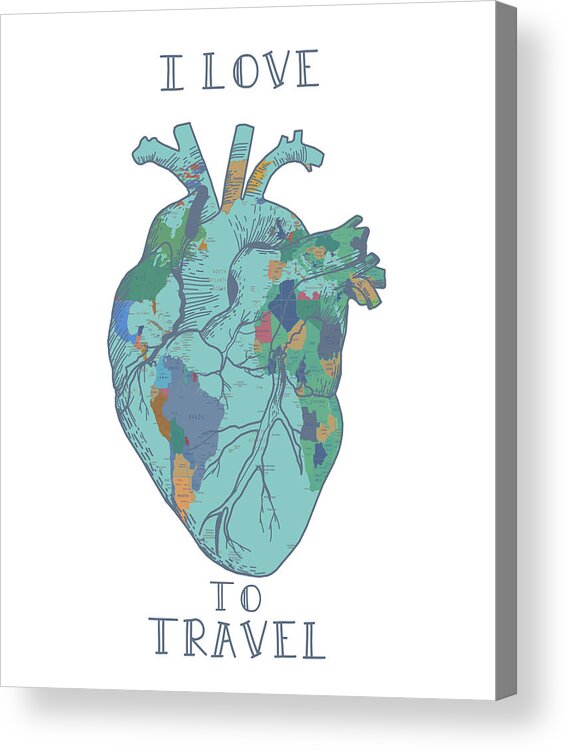 Heart Acrylic Print featuring the digital art Love To Travel 3 by Bekim M