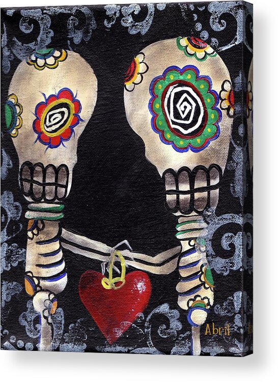 Day Of The Dead Acrylic Print featuring the painting Lovers by Abril Andrade
