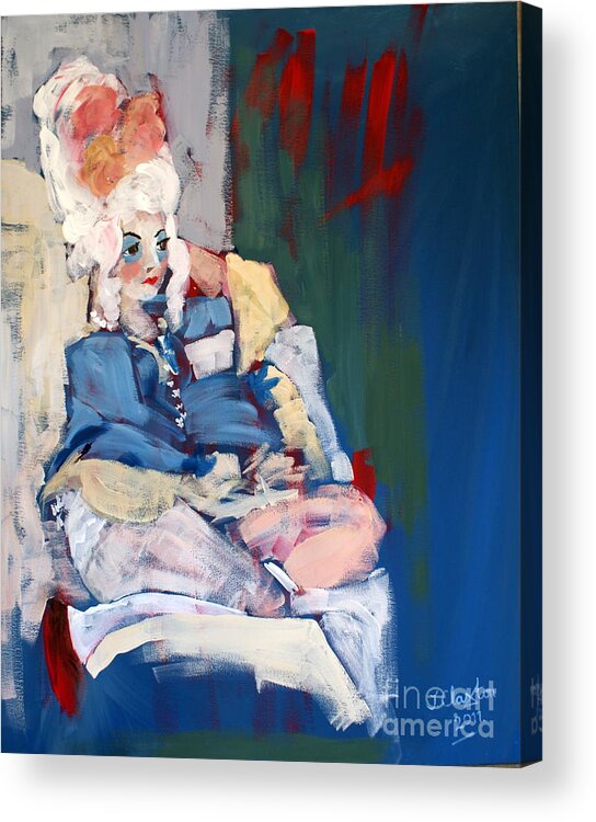 Wigs Acrylic Print featuring the painting Madam Waffle 2 by Joanne Claxton