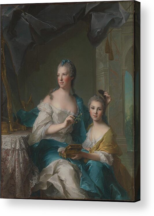 Jean Marc Nattier (french Acrylic Print featuring the painting Madame Marsoler with daughter by MotionAge Designs