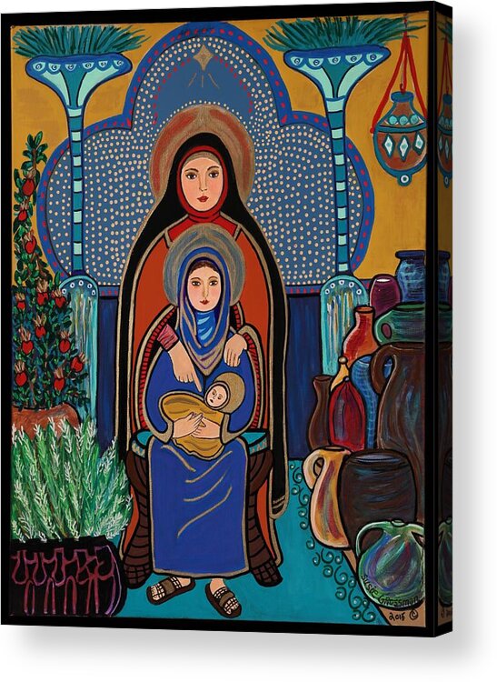 Saint Anne Acrylic Print featuring the painting Madonna and Infant with Saint Anne by Susie Grossman