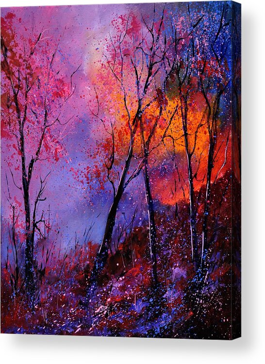 Landscape Acrylic Print featuring the painting Magic trees by Pol Ledent
