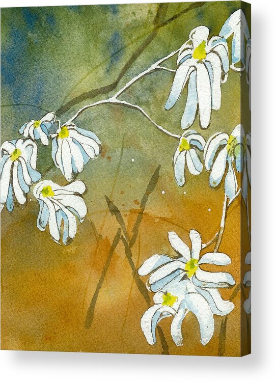 Magnolias Acrylic Print featuring the painting Magnolias 2 of 3 by Lynn Babineau