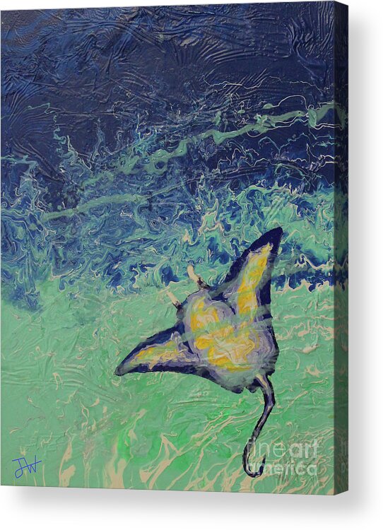 Cayman Islands Acrylic Print featuring the painting Mahta's Manta by Jerome Wilson