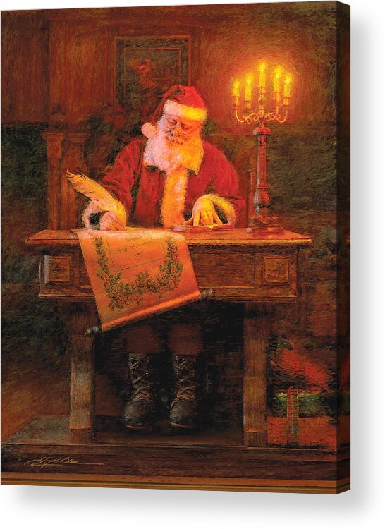 Christmas Acrylic Print featuring the painting Making a List by Greg Olsen