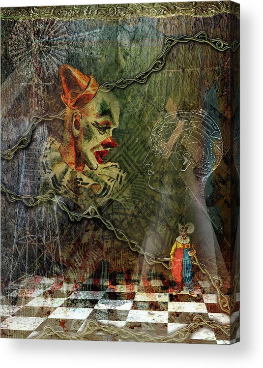 Grunge Acrylic Print featuring the digital art Making Of A Clown by Linda Carruth